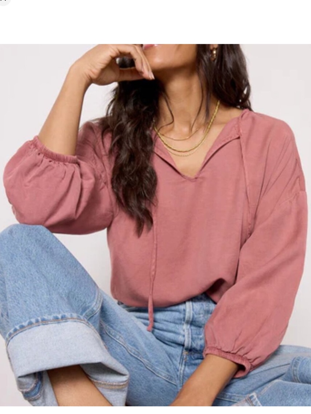 NWT CLOTH & STONE Ember V-Neck Blouse Rose Color Size XL
